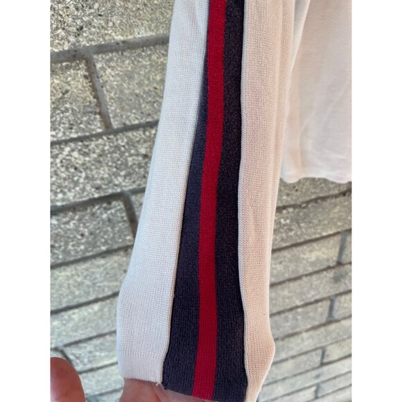 Levis Cream Zip-Up Jacket With Red & Navy Stripes And Embroidered Patch Details - Picture 4 of 9